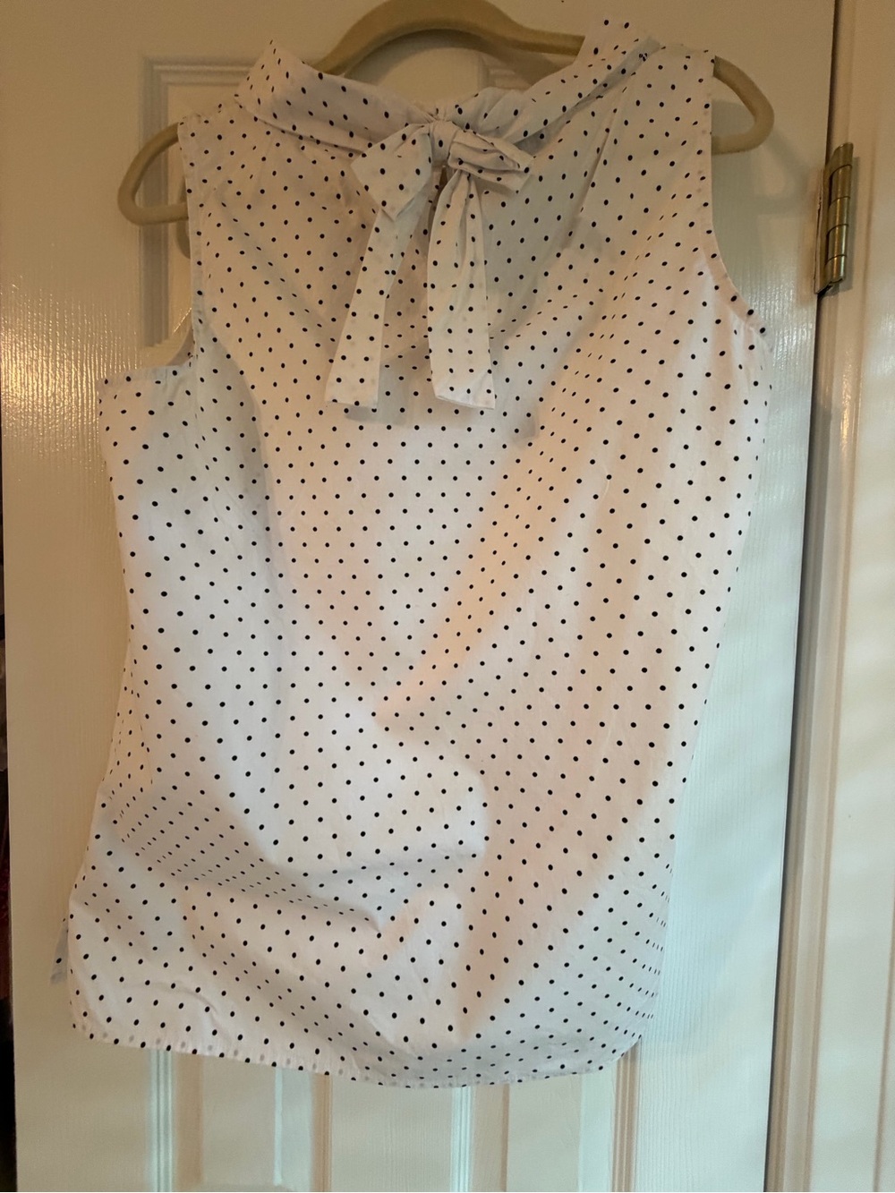 Talbots White and Black Polka Dot Sleeveless Blouse - Picture 5 of 5
